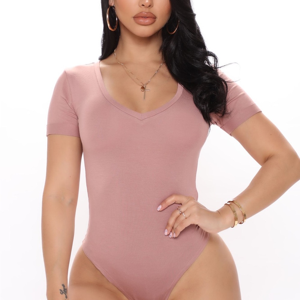 Elegant Pink V-Neck Bodysuit